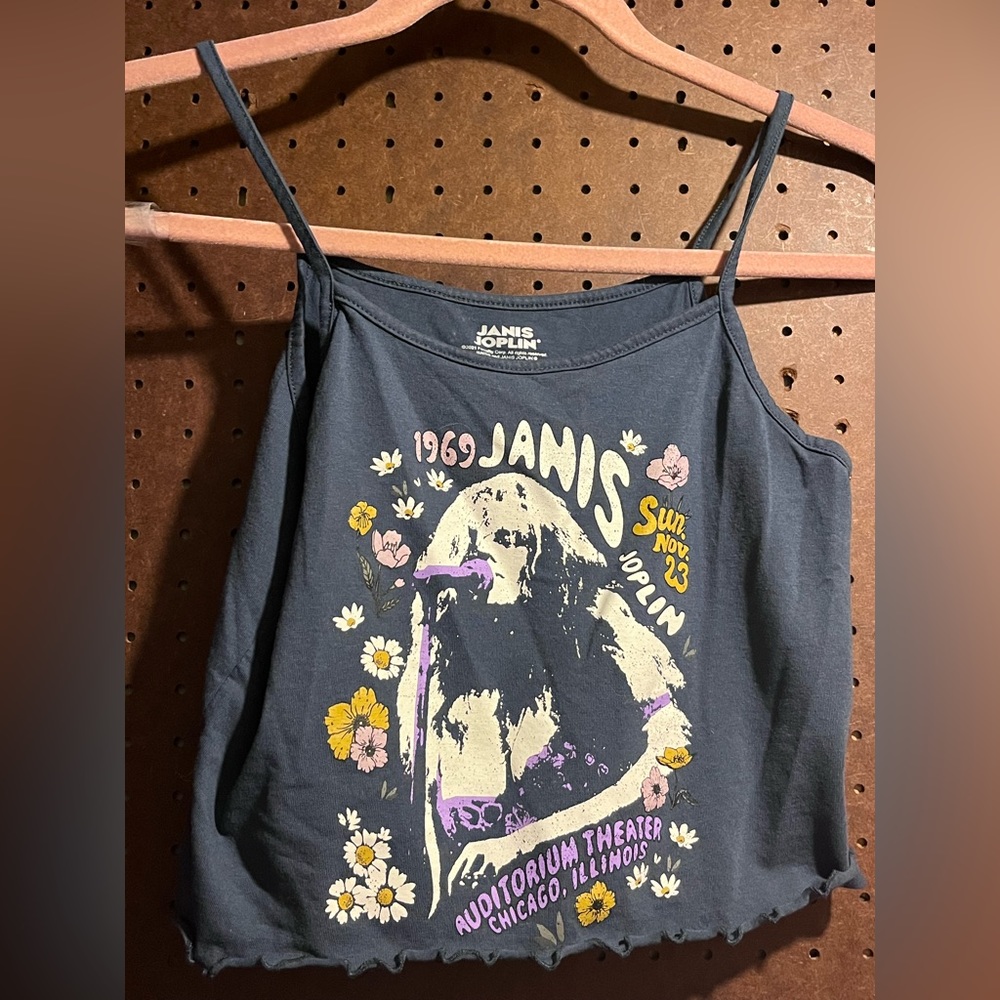 Janis Joplin Black Graphic Tank Top